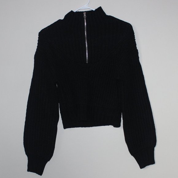Bluenotes Cropped Knit Sweater Women Black - Picture 1 of 4